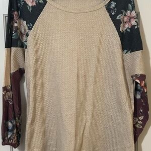 BIBI Beige waffle knit Top